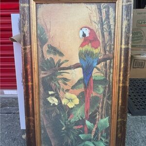 Vibrant Parrot Painting with Gold Frame